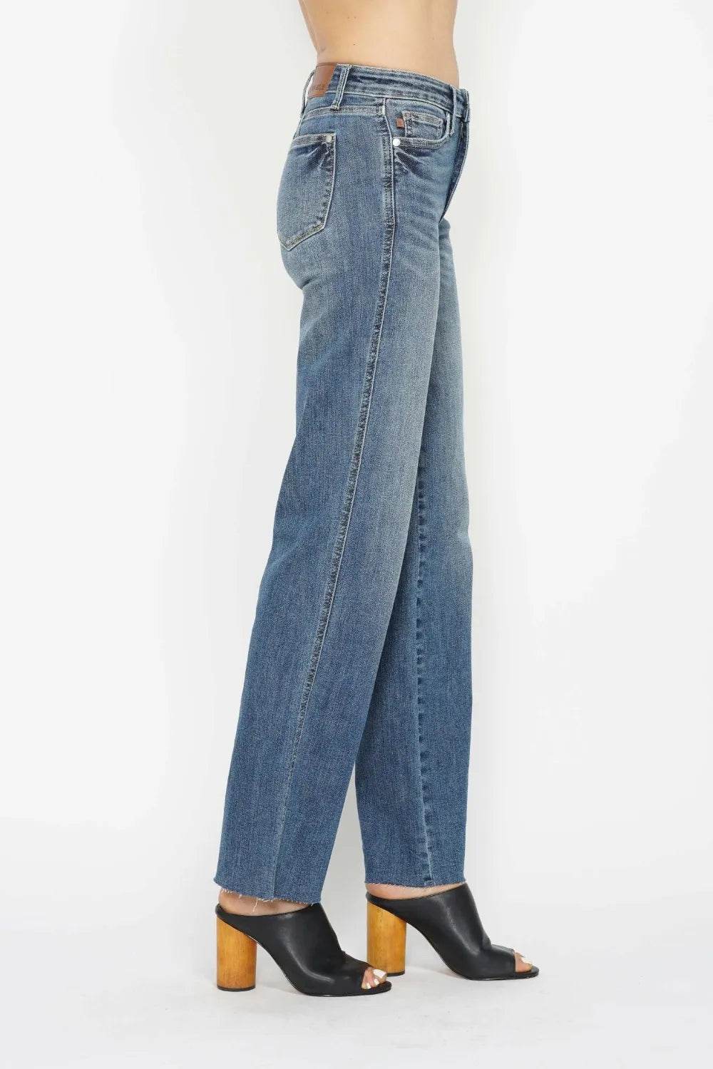 Judy Blue Tummy Control Straight Jeans Plus Size - Shamelessly Glamorous
