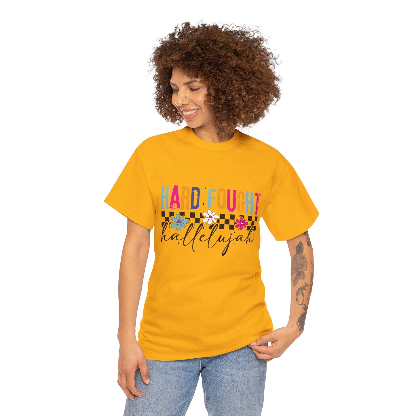 Hard Fought Hallelujah Tee, Motivational Shirt, Unisex Cotton T-Shirt, Inspirational Gift, Self-Care Apparel, Everyday Wear