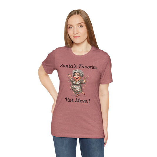 Santaβs Favorite Hot Mess Tee β Funny Christmas Holiday Shirt for Women