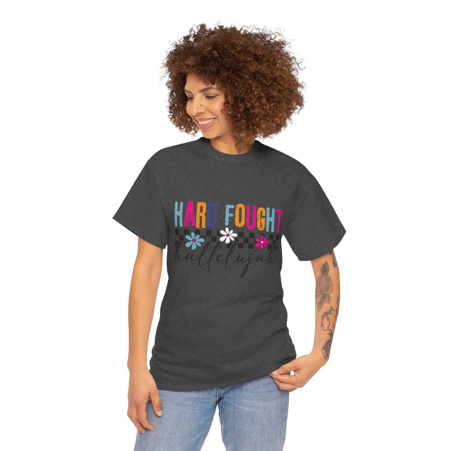 Hard Fought Hallelujah Tee, Motivational Shirt, Unisex Cotton T-Shirt, Inspirational Gift, Self-Care Apparel, Everyday Wear