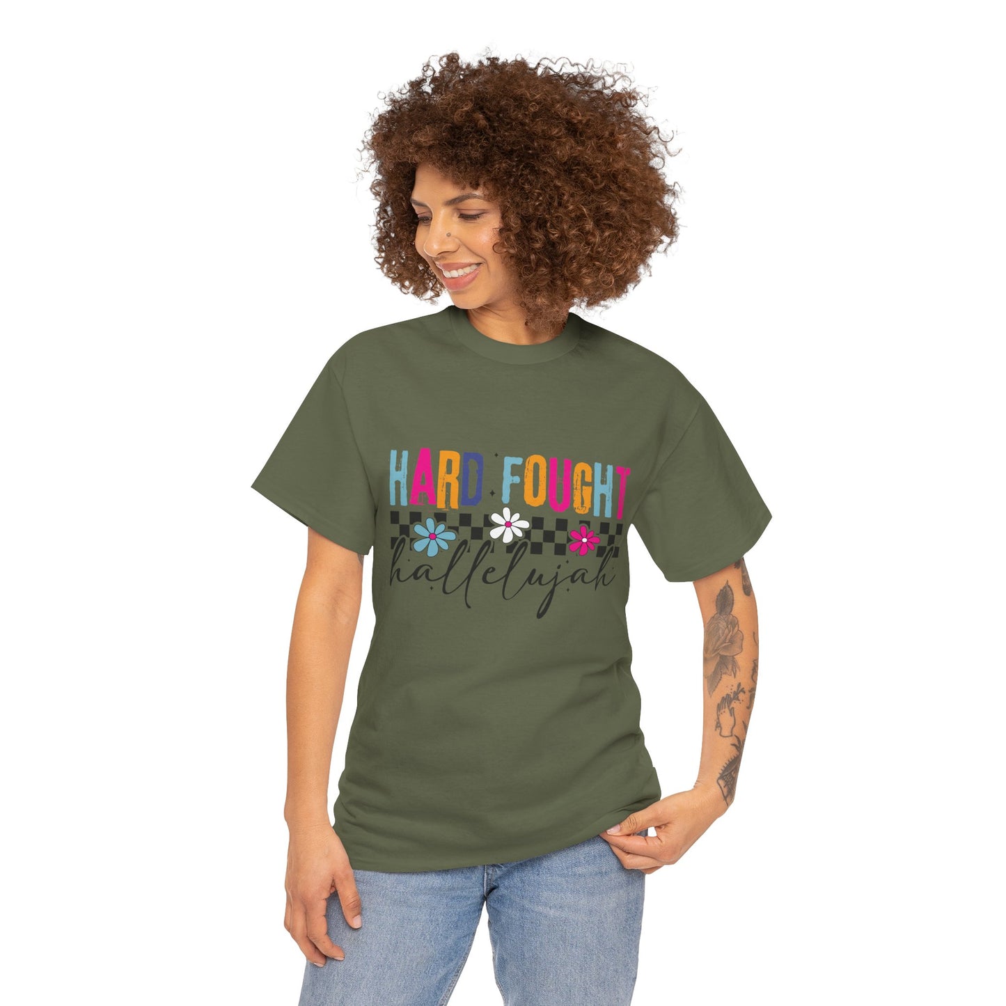 Hard Fought Hallelujah Tee, Motivational Shirt, Unisex Cotton T-Shirt, Inspirational Gift, Self-Care Apparel, Everyday Wear