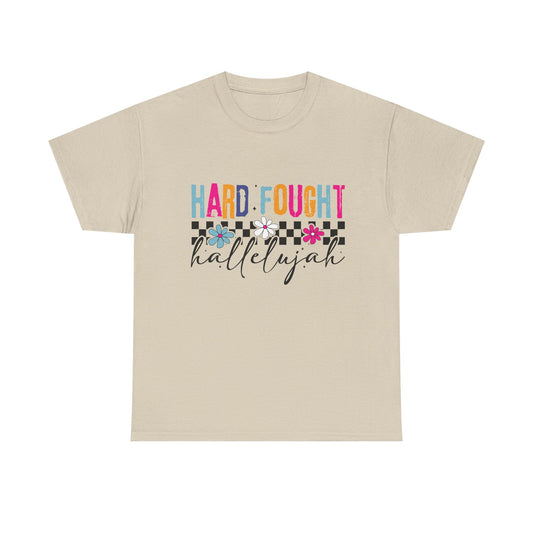 Hard Fought Hallelujah Tee, Motivational Shirt, Unisex Cotton T-Shirt, Inspirational Gift, Self-Care Apparel, Everyday Wear