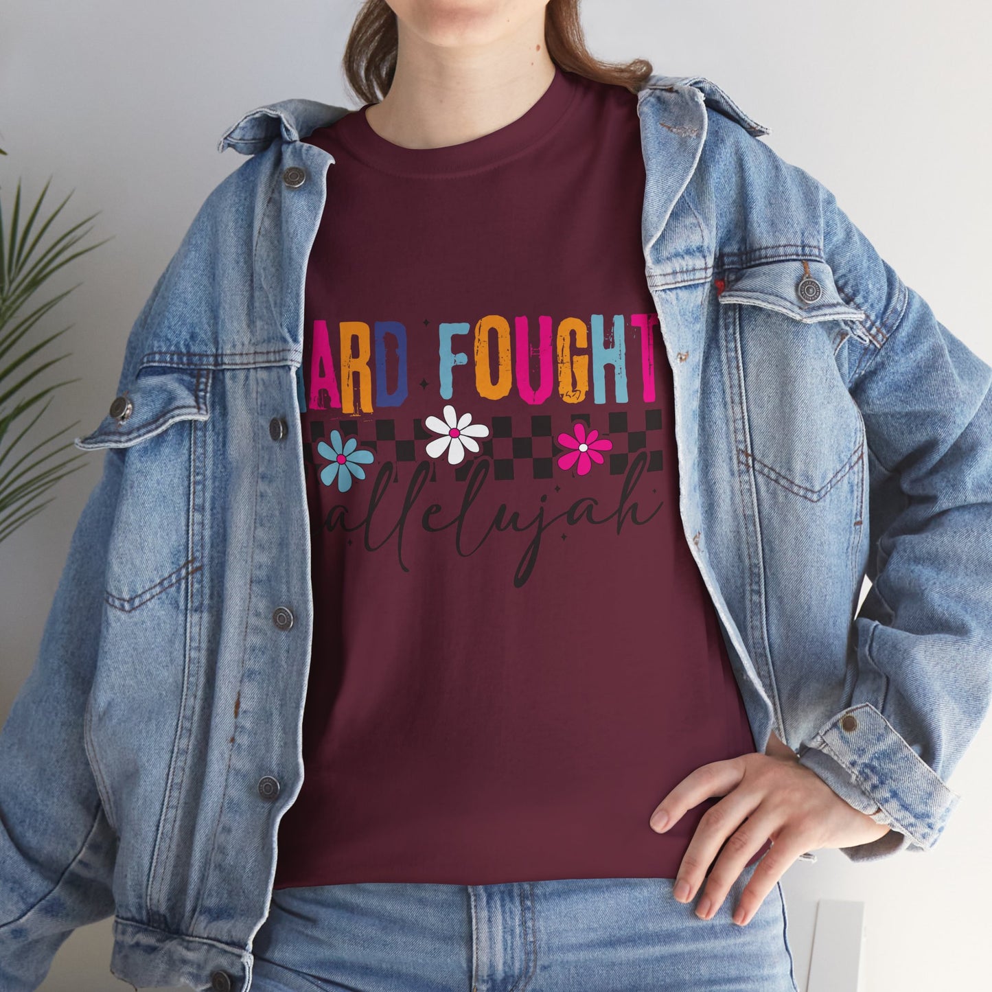Hard Fought Hallelujah Tee, Motivational Shirt, Unisex Cotton T-Shirt, Inspirational Gift, Self-Care Apparel, Everyday Wear