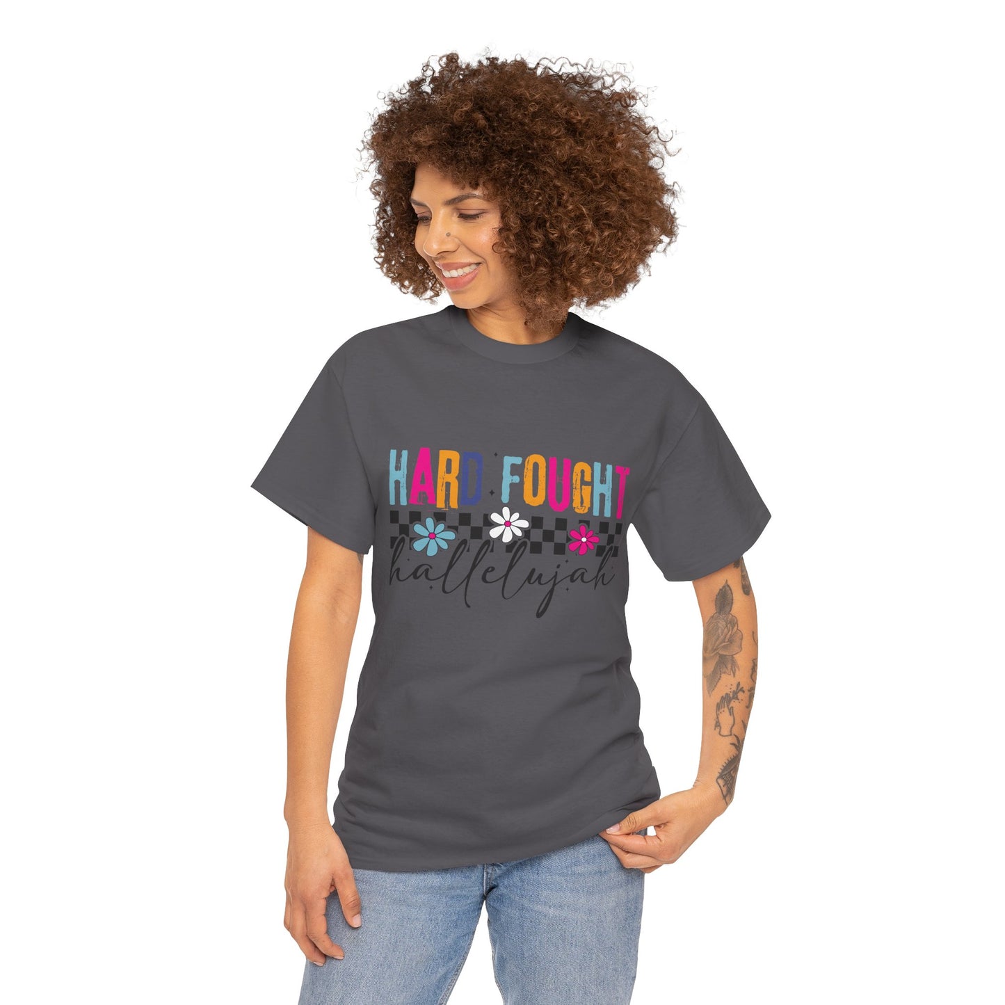 Hard Fought Hallelujah Tee, Motivational Shirt, Unisex Cotton T-Shirt, Inspirational Gift, Self-Care Apparel, Everyday Wear