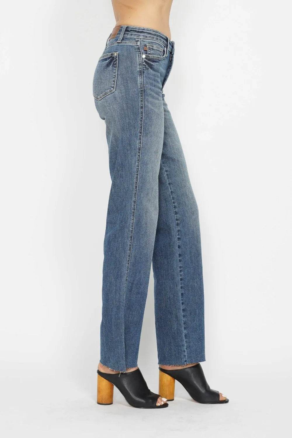 Judy Blue Tummy Control Straight Jeans Plus Size - Shamelessly Glamorous