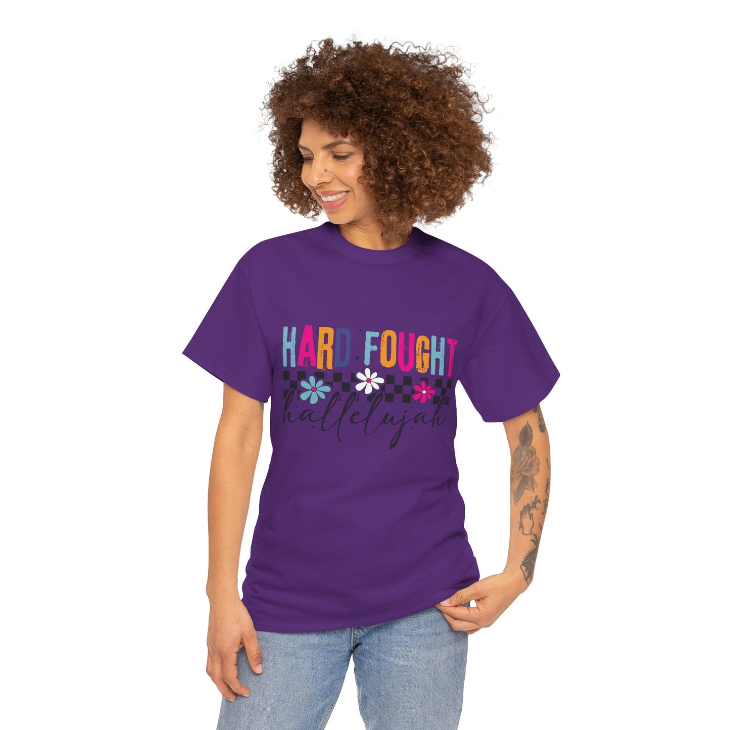 Hard Fought Hallelujah Tee, Motivational Shirt, Unisex Cotton T-Shirt, Inspirational Gift, Self-Care Apparel, Everyday Wear
