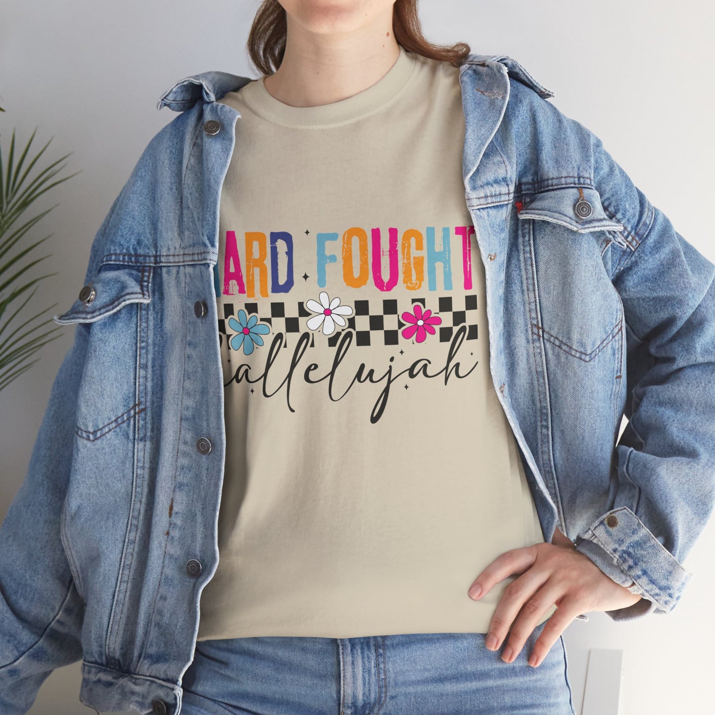 Hard Fought Hallelujah Tee, Motivational Shirt, Unisex Cotton T-Shirt, Inspirational Gift, Self-Care Apparel, Everyday Wear