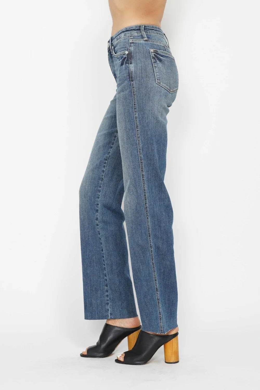 Judy Blue Tummy Control Straight Jeans Plus Size - Shamelessly Glamorous