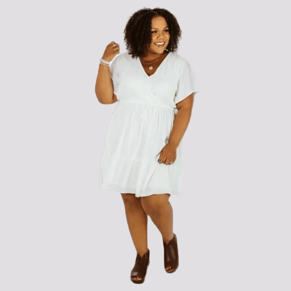 Women's Bay Breeze Ivory Dress- Plus Size - Shamelessly Glamorous