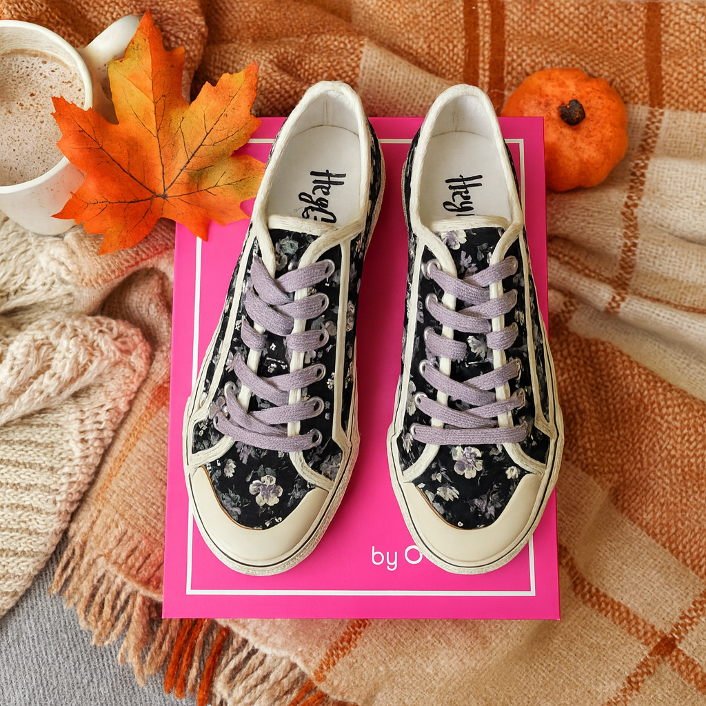 Corkys Floral Canvas Sneakers for Women | Lavender Lace-Up Tennis Shoes | Casual Fall Footwear