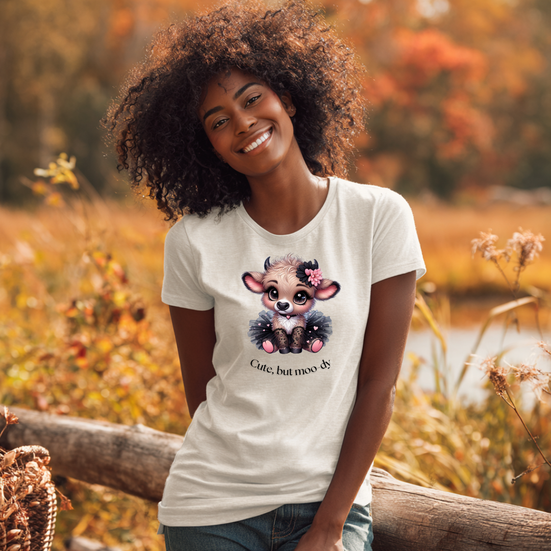 Cute But Moo-dy Cow Tee | Funny Cow Shirt for Women