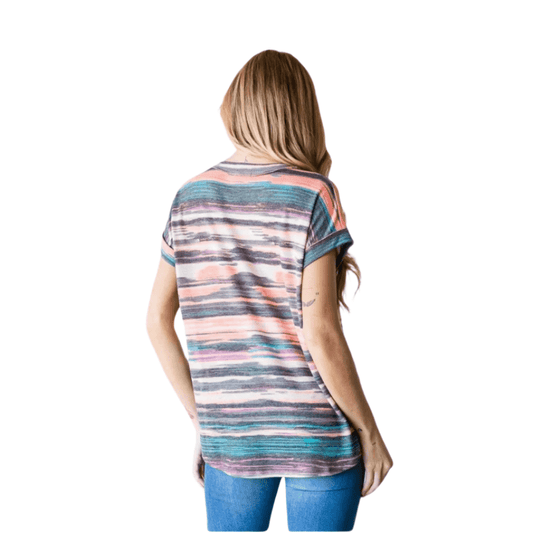Multicolored V Neck Top - Shamelessly Glamorous
