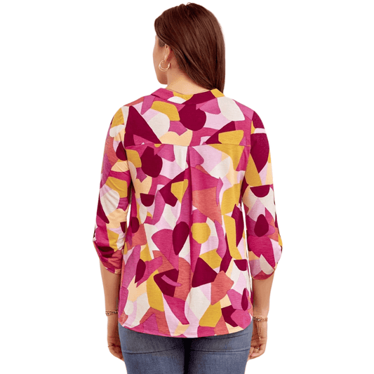 3/4 Sleeve Abstract Top - Shamelessly Glamorous