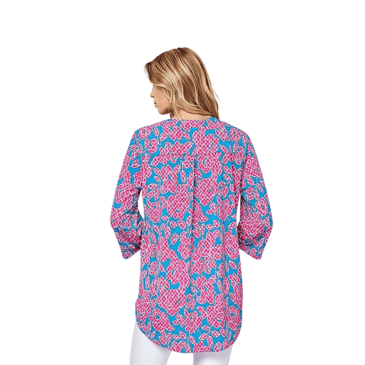 Floral Print V Neck 3/4 Sleeve Loose Top - Shamelessly Glamorous