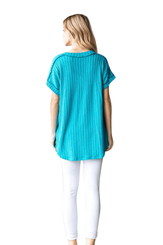 Ribbed V Neck Top - Shamelessly Glamorous