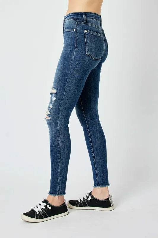 Judy Blue High Waist Distressed Skinny Jeans- Plus size - Shamelessly Glamorous
