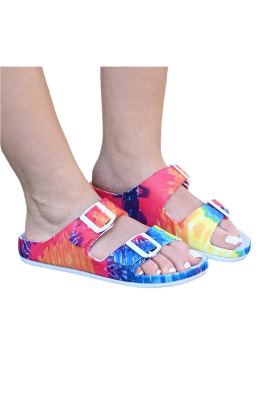 Waterslide Sandals In Tie Dye - Shamelessly Glamorous