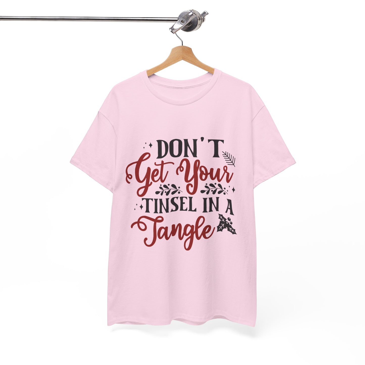 Festive Unisex Cotton Tee - "Don't Get Your Tinsel in a Tangle"