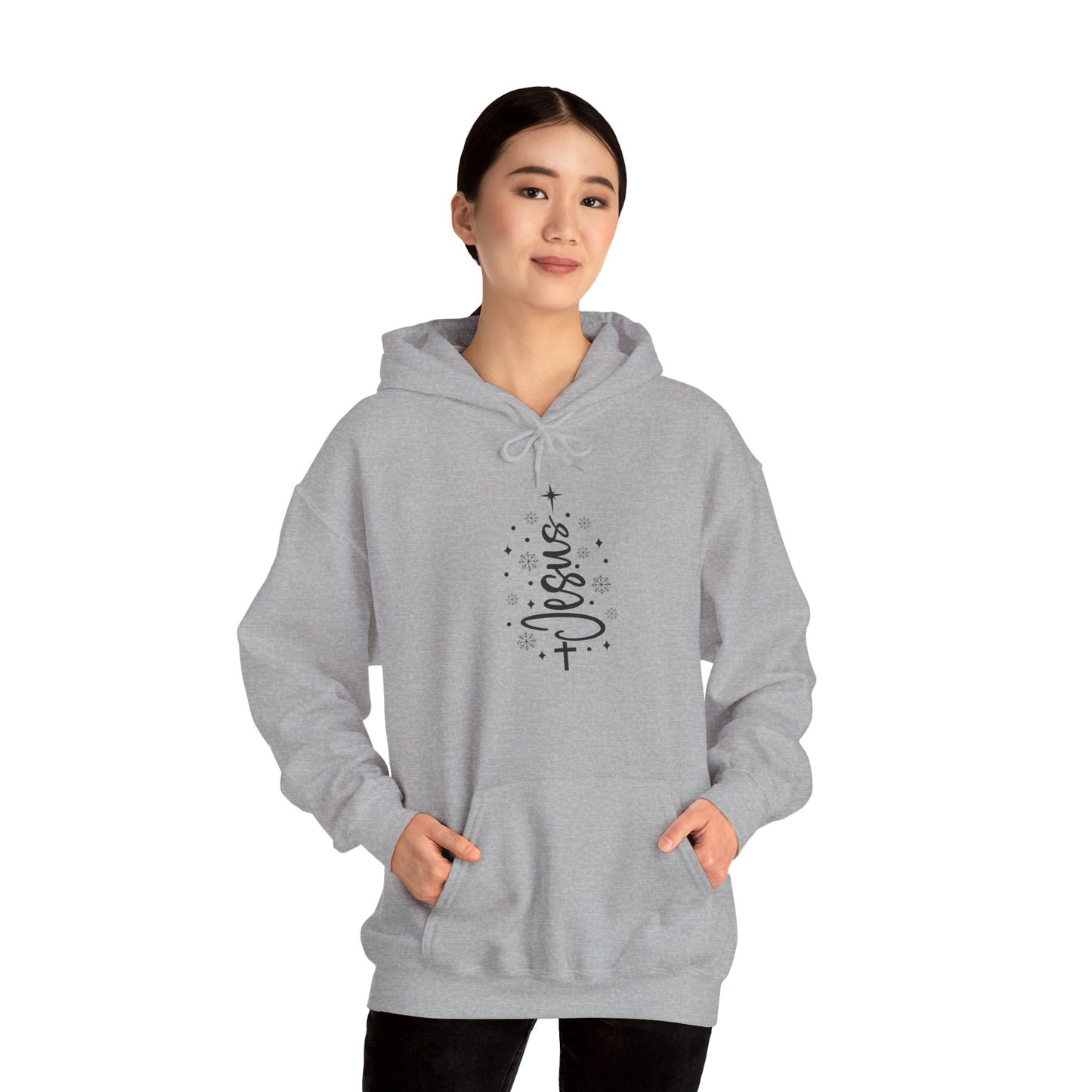Jesus Script Cross Hoodie — Faith-Inspired Christian Pullover