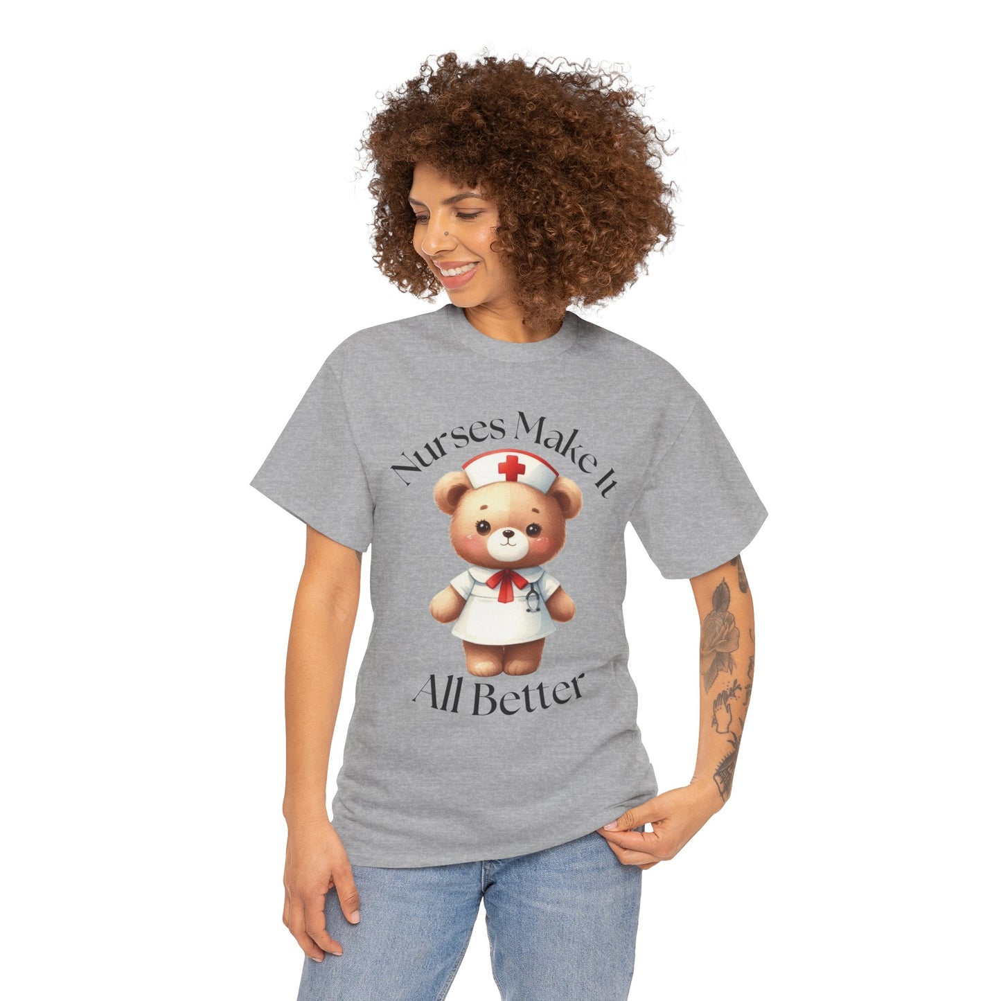 Nurse Appreciation Teddy Bear Tee - Unisex Heavy Cotton T-Shirt