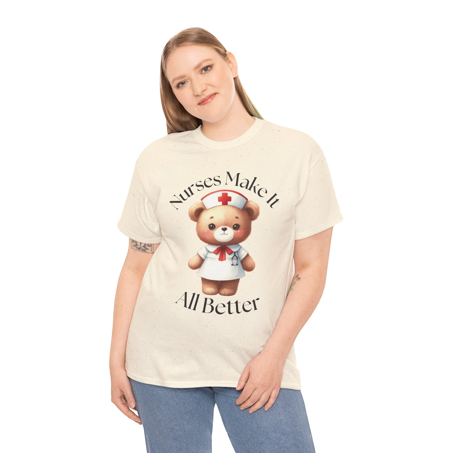 Nurse Appreciation Teddy Bear Tee - Unisex Heavy Cotton T-Shirt