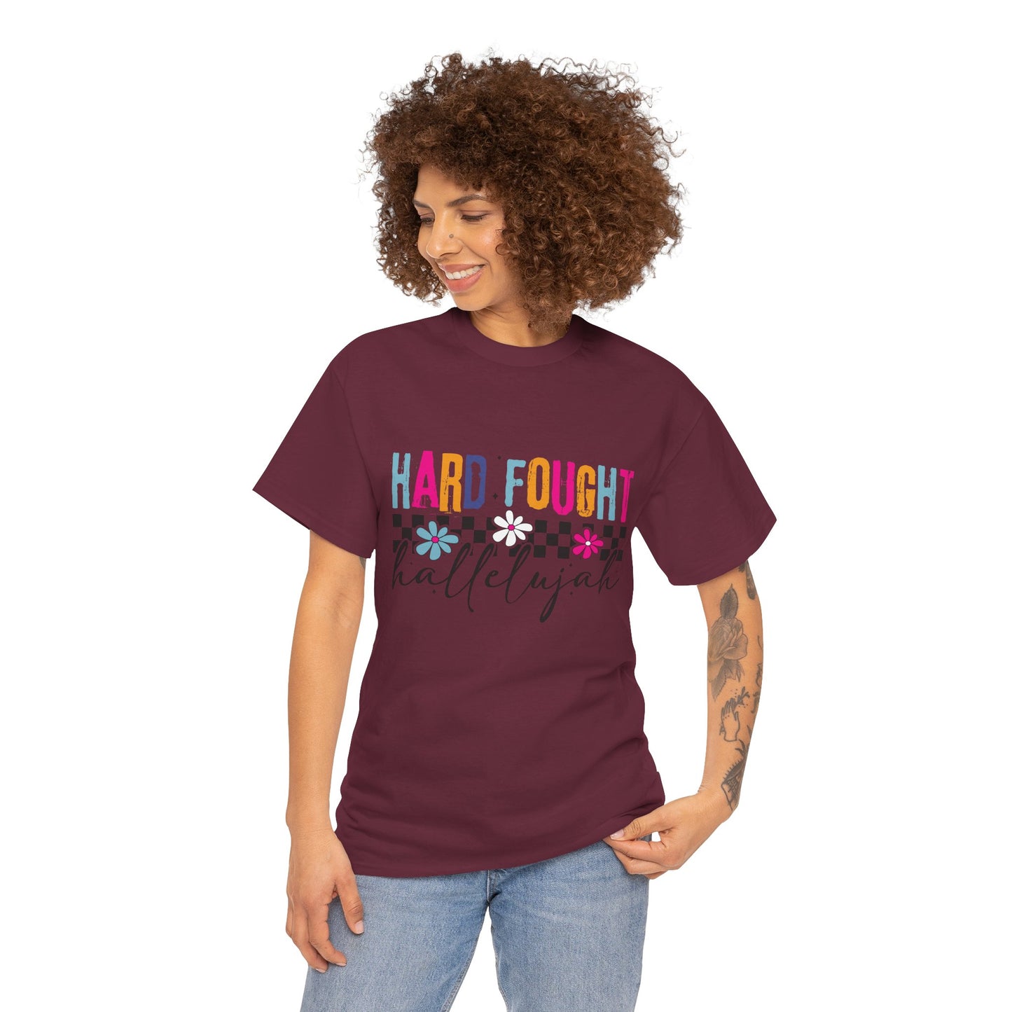 Hard Fought Hallelujah Tee, Motivational Shirt, Unisex Cotton T-Shirt, Inspirational Gift, Self-Care Apparel, Everyday Wear