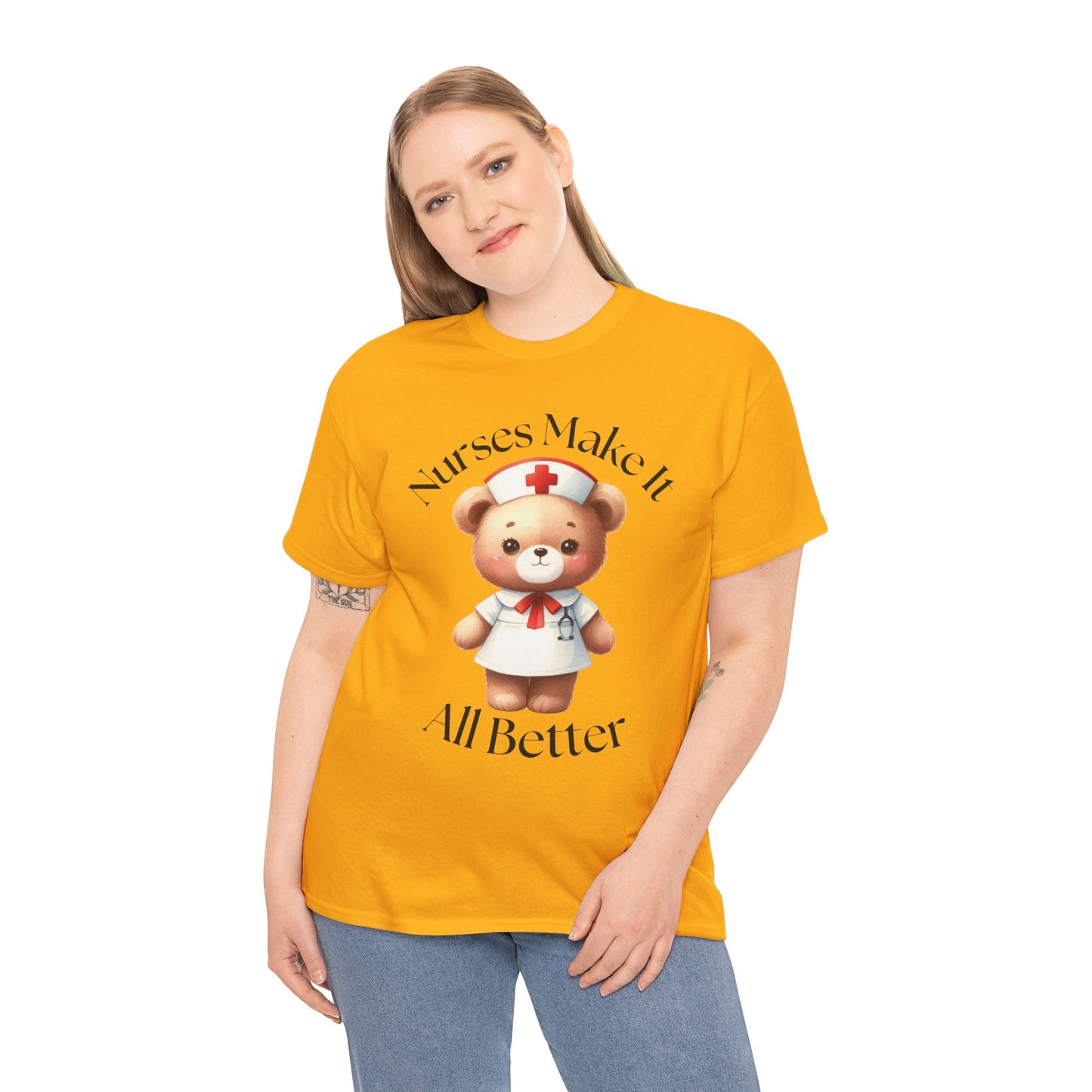 Nurse Appreciation Teddy Bear Tee - Unisex Heavy Cotton T-Shirt