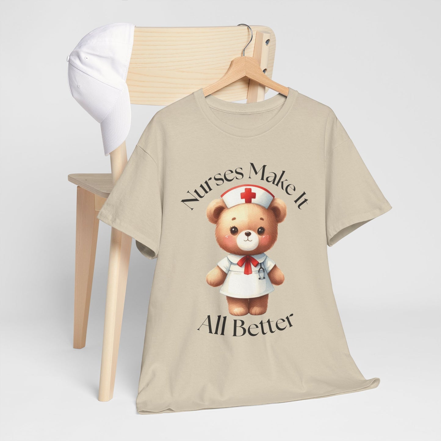 Nurse Appreciation Teddy Bear Tee - Unisex Heavy Cotton T-Shirt
