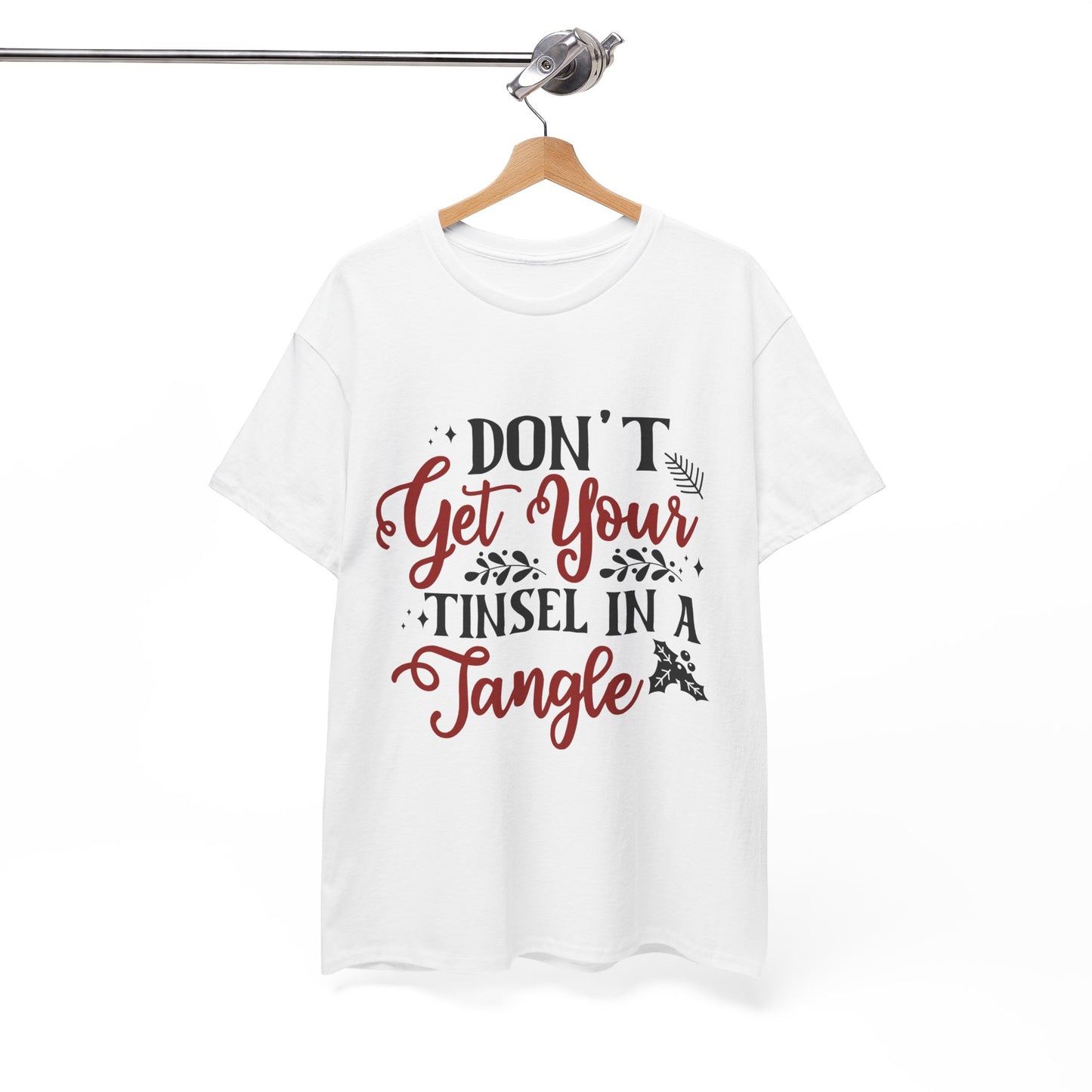Festive Unisex Cotton Tee - "Don't Get Your Tinsel in a Tangle"