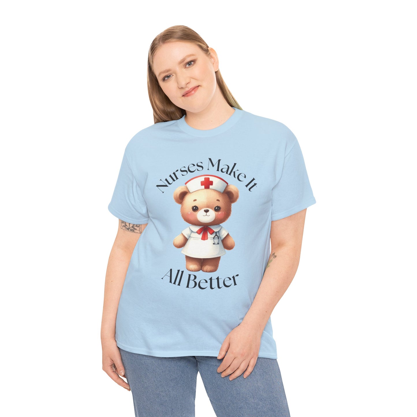 Nurse Appreciation Teddy Bear Tee - Unisex Heavy Cotton T-Shirt