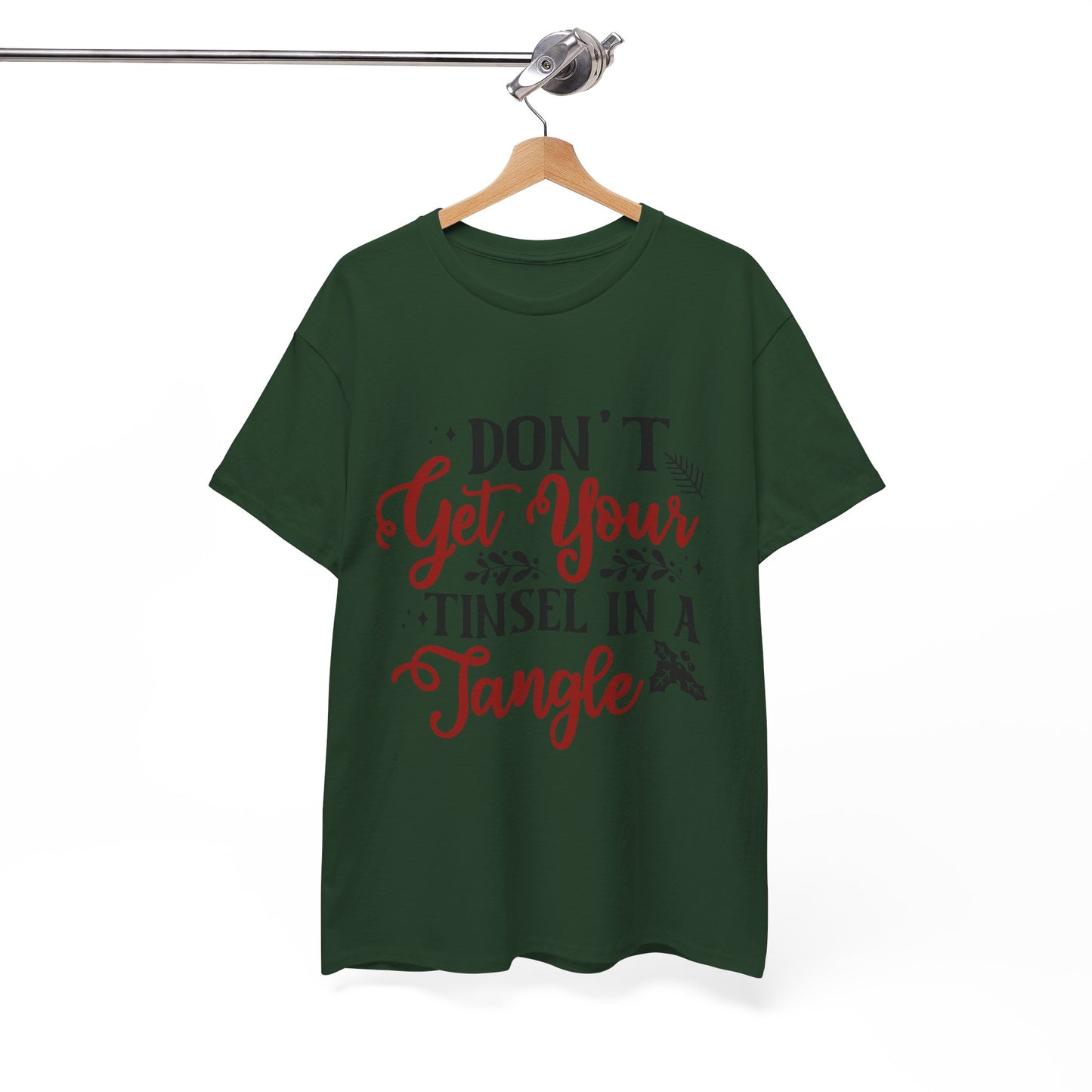 Festive Unisex Cotton Tee - "Don't Get Your Tinsel in a Tangle"