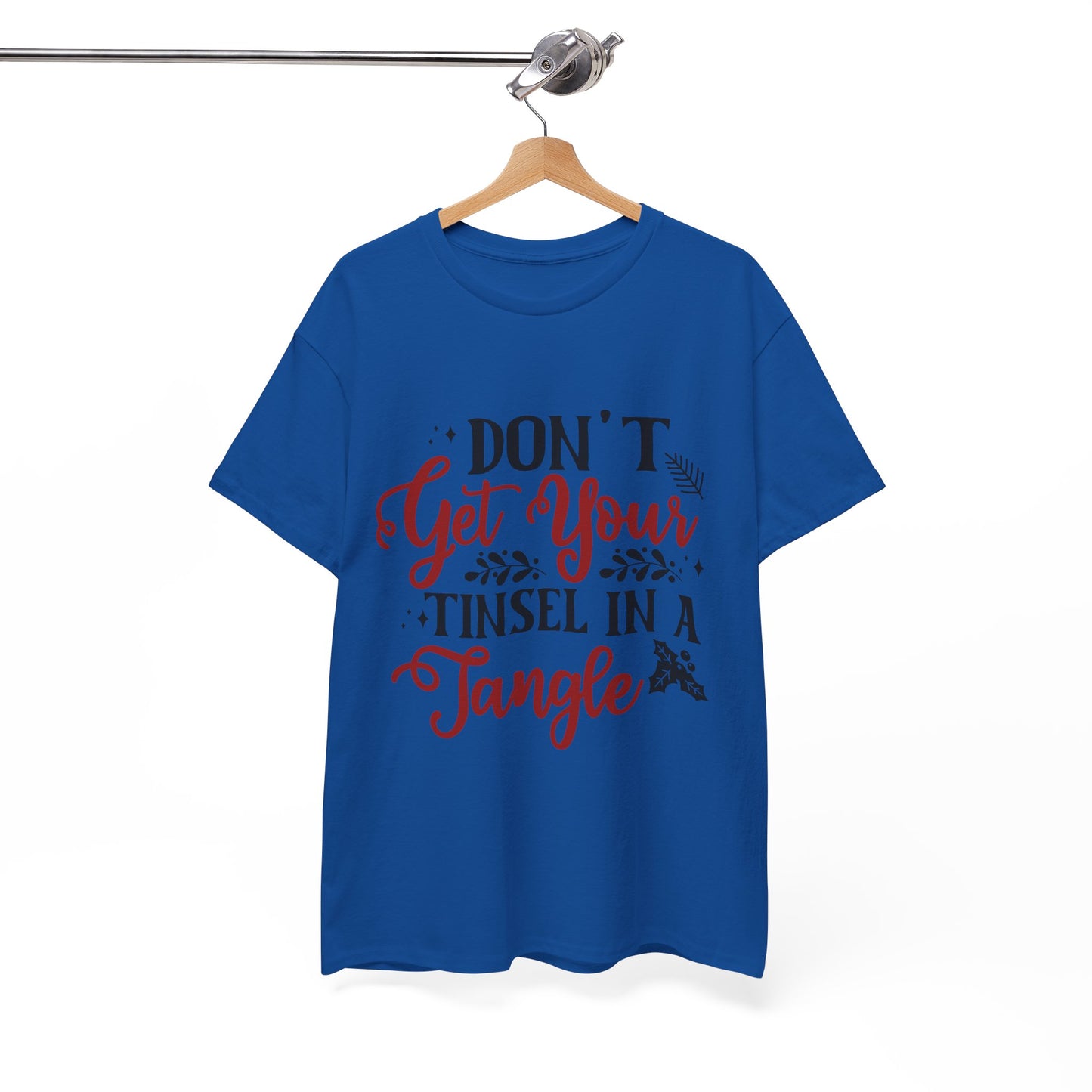 Festive Unisex Cotton Tee - "Don't Get Your Tinsel in a Tangle"