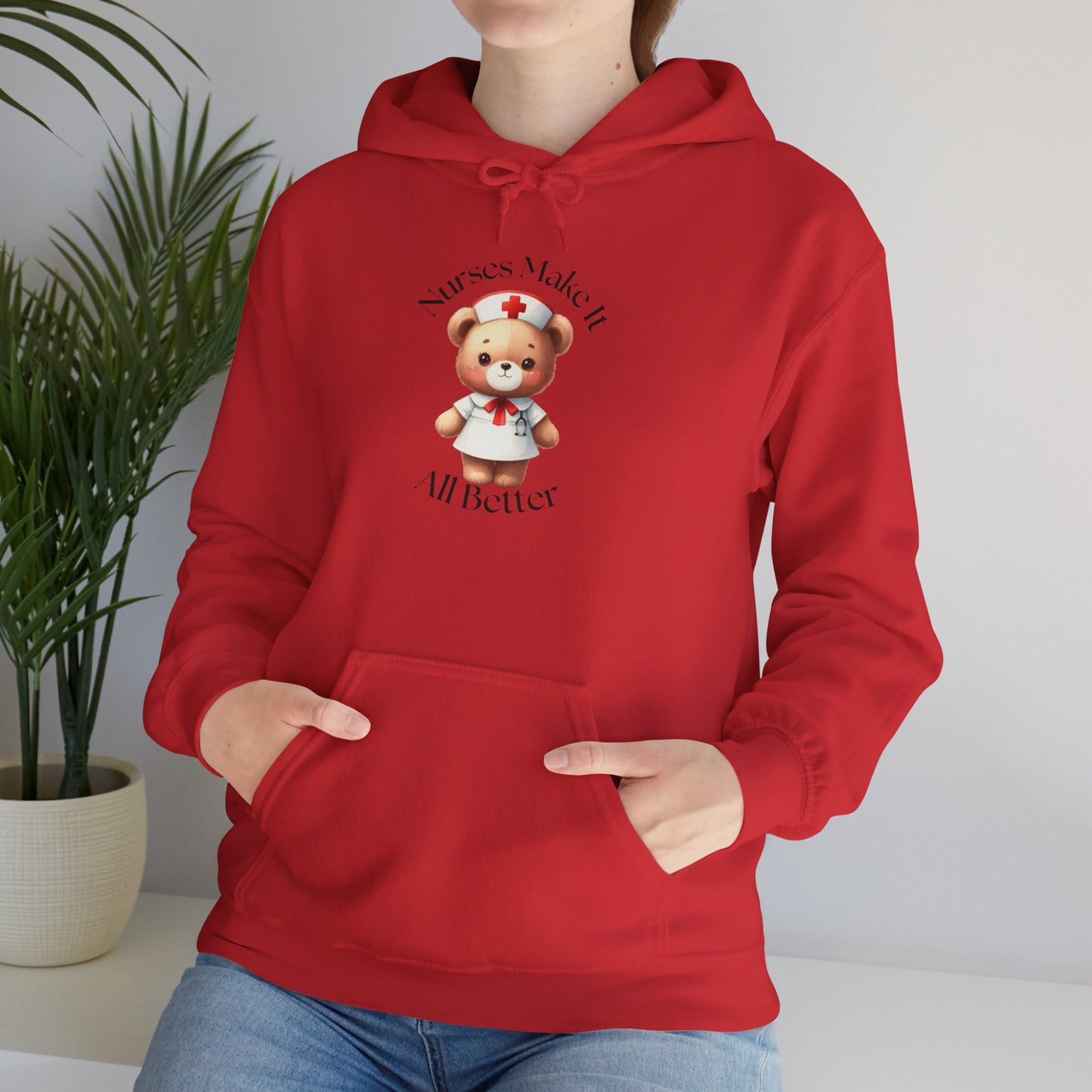 Bear Nurse Hoodie – 'Nurse Makes It All Better' Cute Medical Gift Sweatshirt
