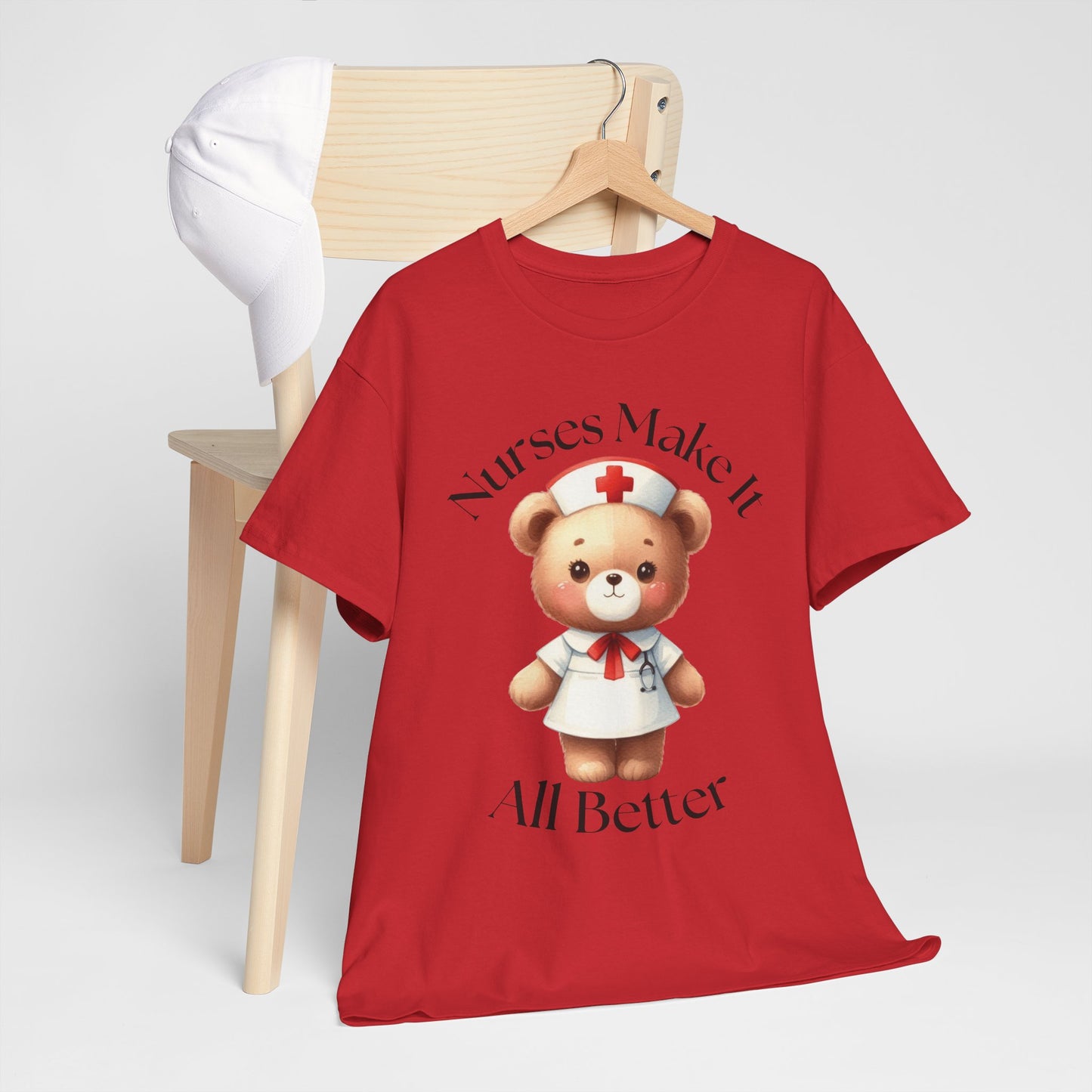 Nurse Appreciation Teddy Bear Tee - Unisex Heavy Cotton T-Shirt