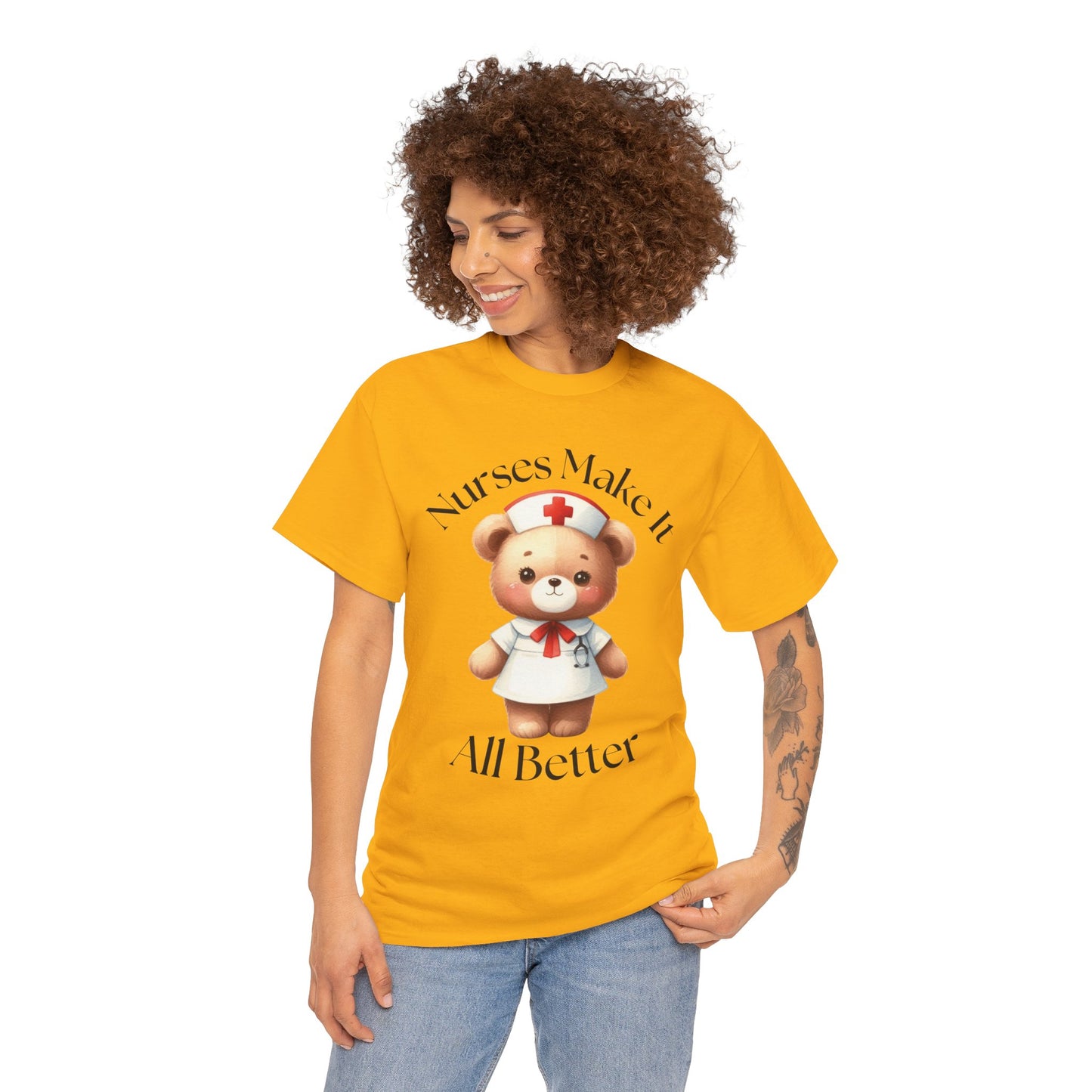 Nurse Appreciation Teddy Bear Tee - Unisex Heavy Cotton T-Shirt