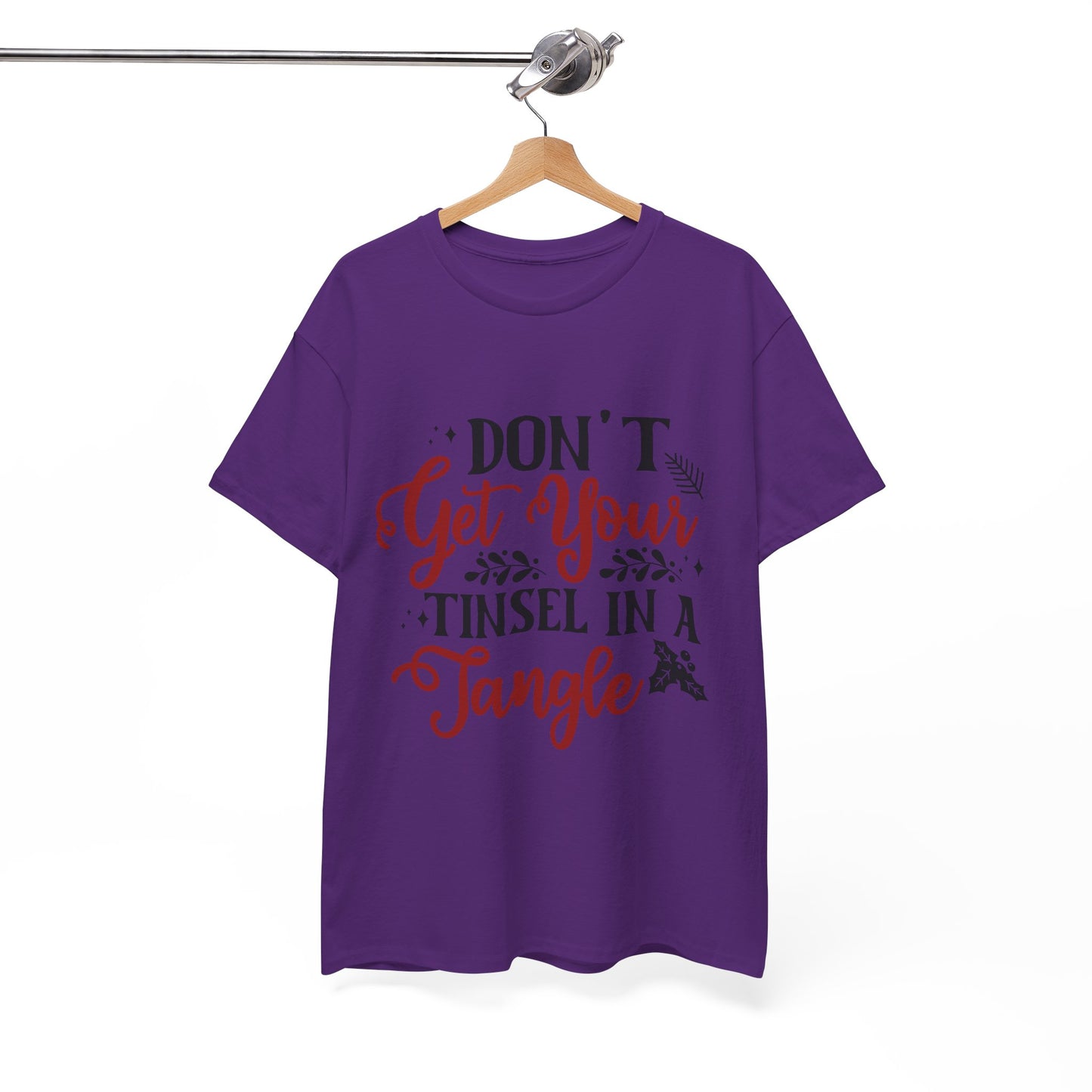 Festive Unisex Cotton Tee - "Don't Get Your Tinsel in a Tangle"