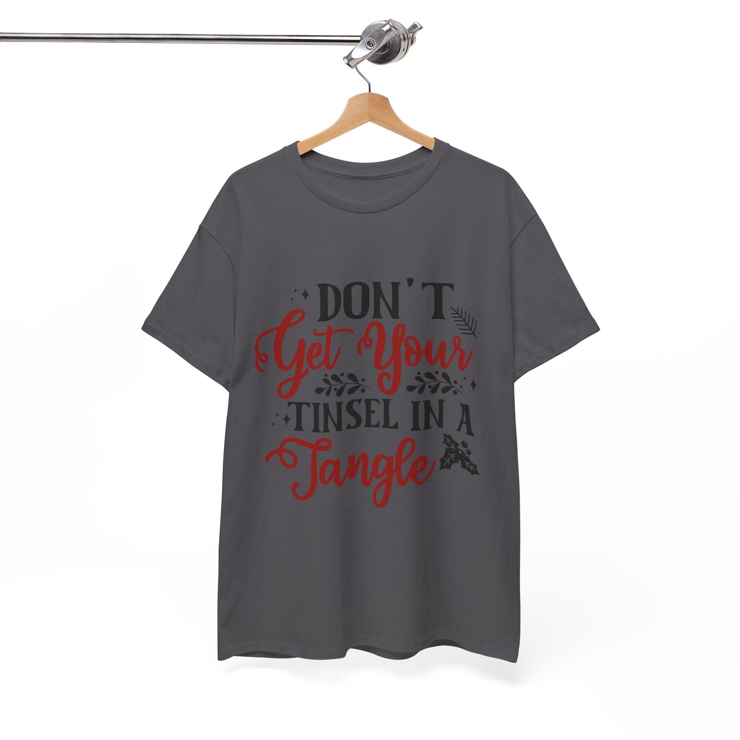 Festive Unisex Cotton Tee - "Don't Get Your Tinsel in a Tangle"