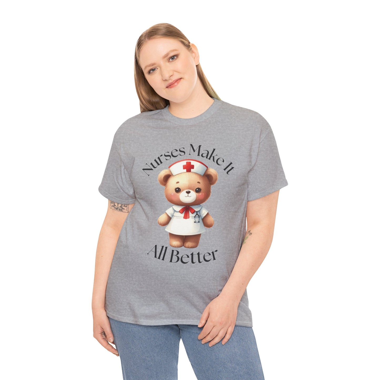 Nurse Appreciation Teddy Bear Tee - Unisex Heavy Cotton T-Shirt
