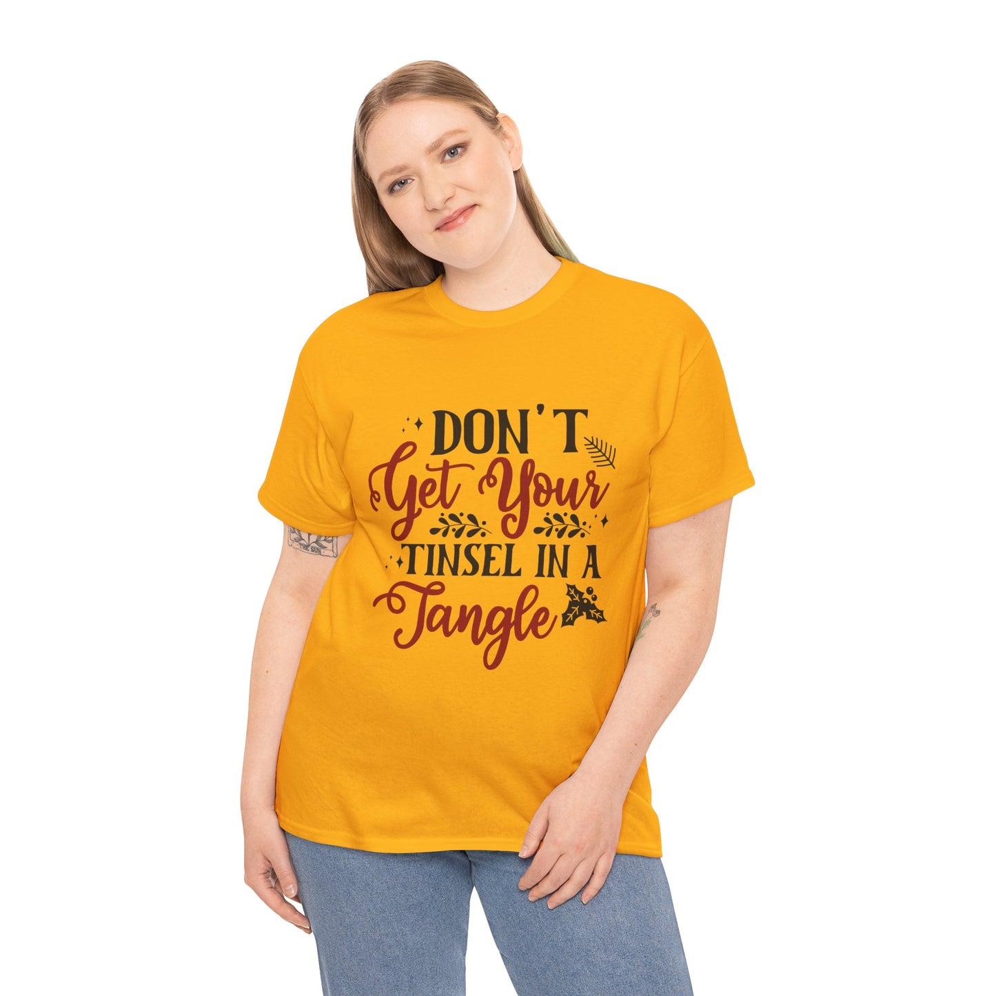 Festive Unisex Cotton Tee - "Don't Get Your Tinsel in a Tangle"