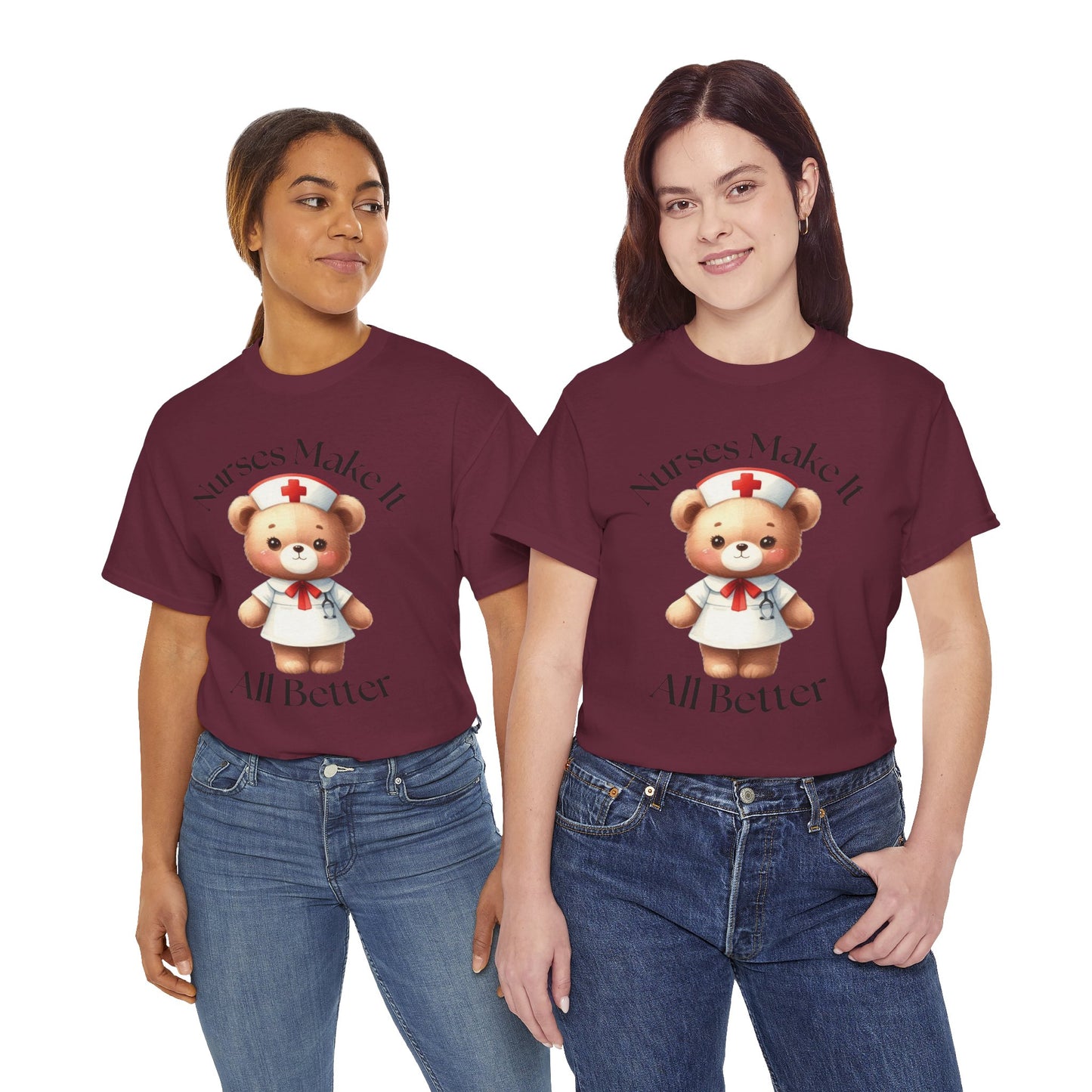 Nurse Appreciation Teddy Bear Tee - Unisex Heavy Cotton T-Shirt
