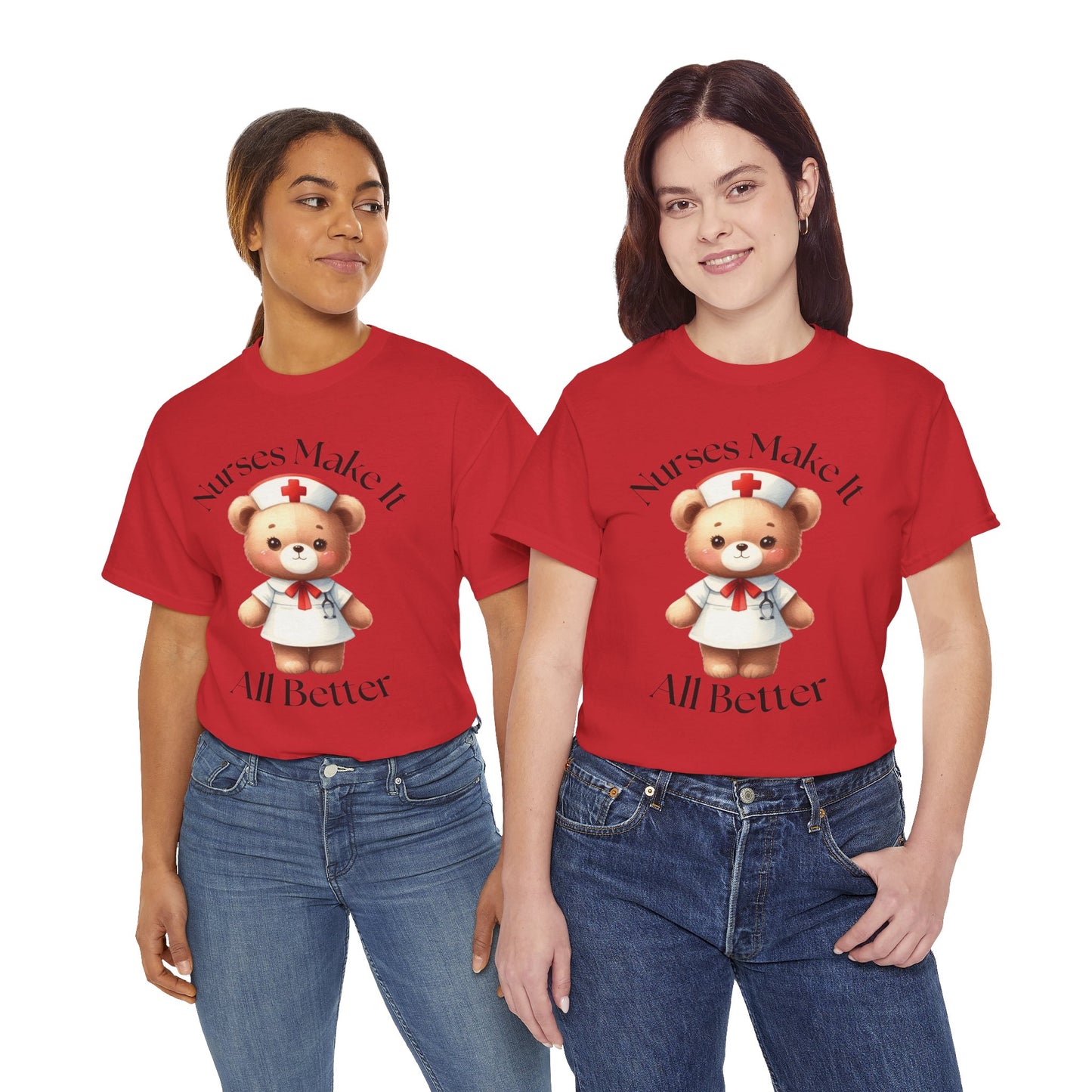 Nurse Appreciation Teddy Bear Tee - Unisex Heavy Cotton T-Shirt