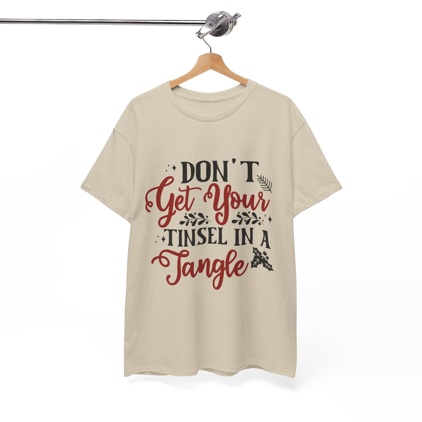 Festive Unisex Cotton Tee - "Don't Get Your Tinsel in a Tangle"