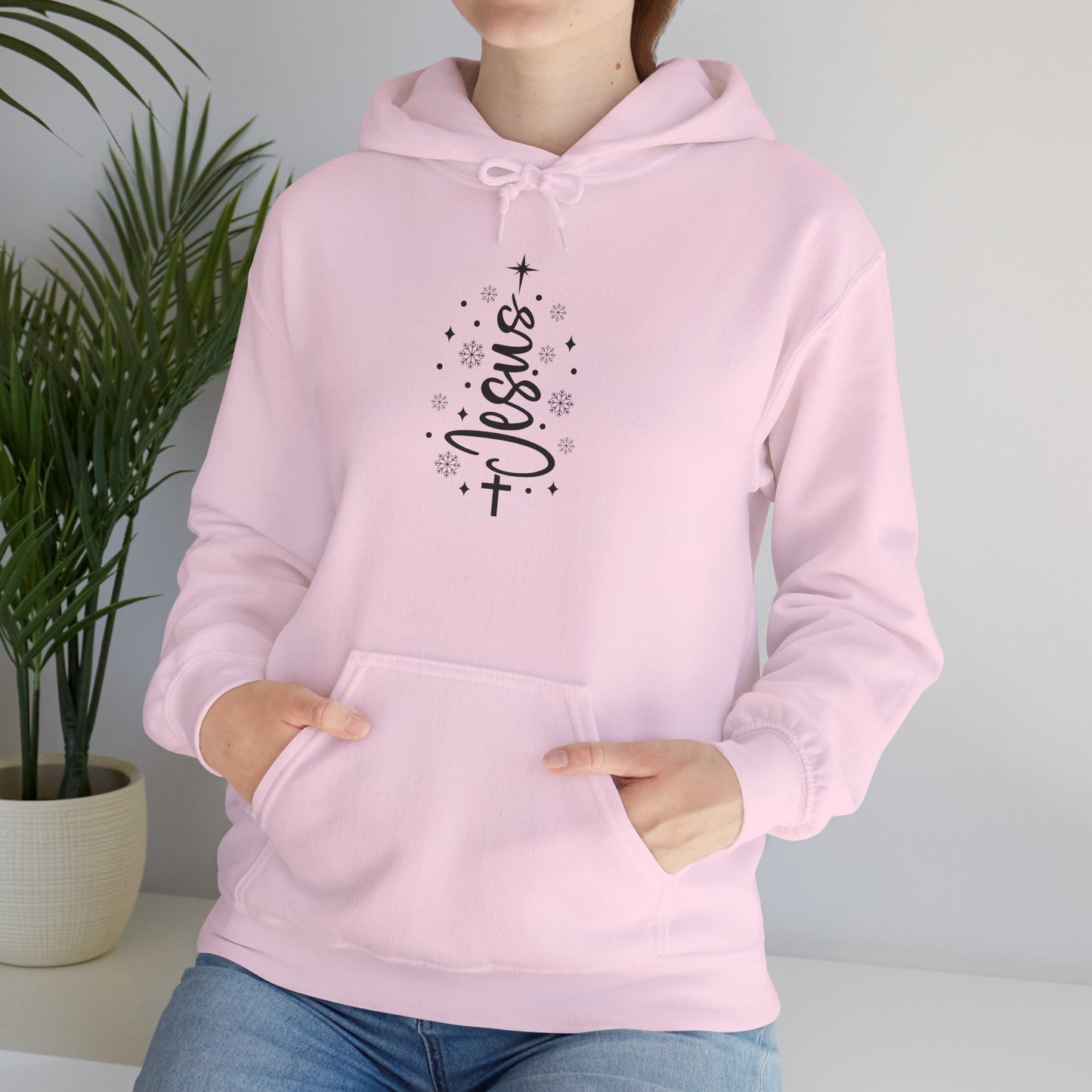 Jesus Script Cross Hoodie — Faith-Inspired Christian Pullover