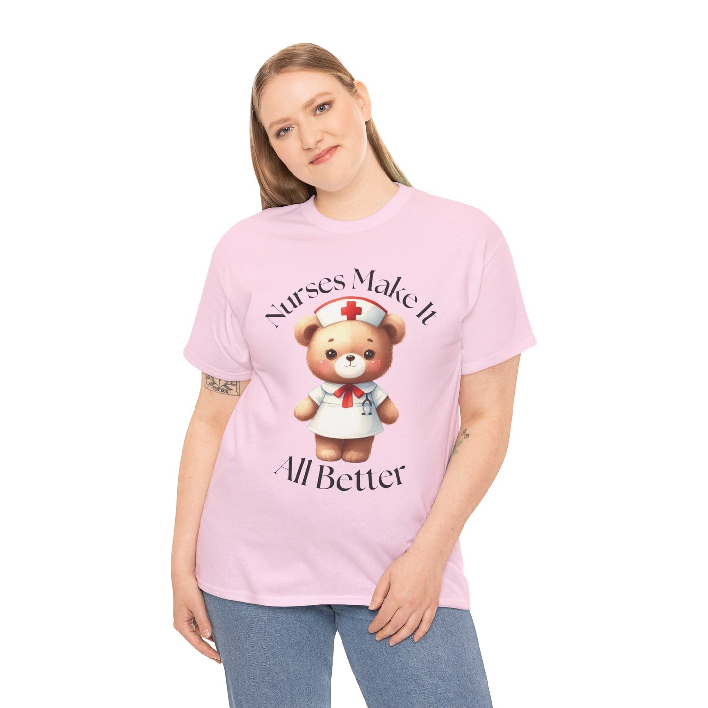 Nurse Appreciation Teddy Bear Tee - Unisex Heavy Cotton T-Shirt