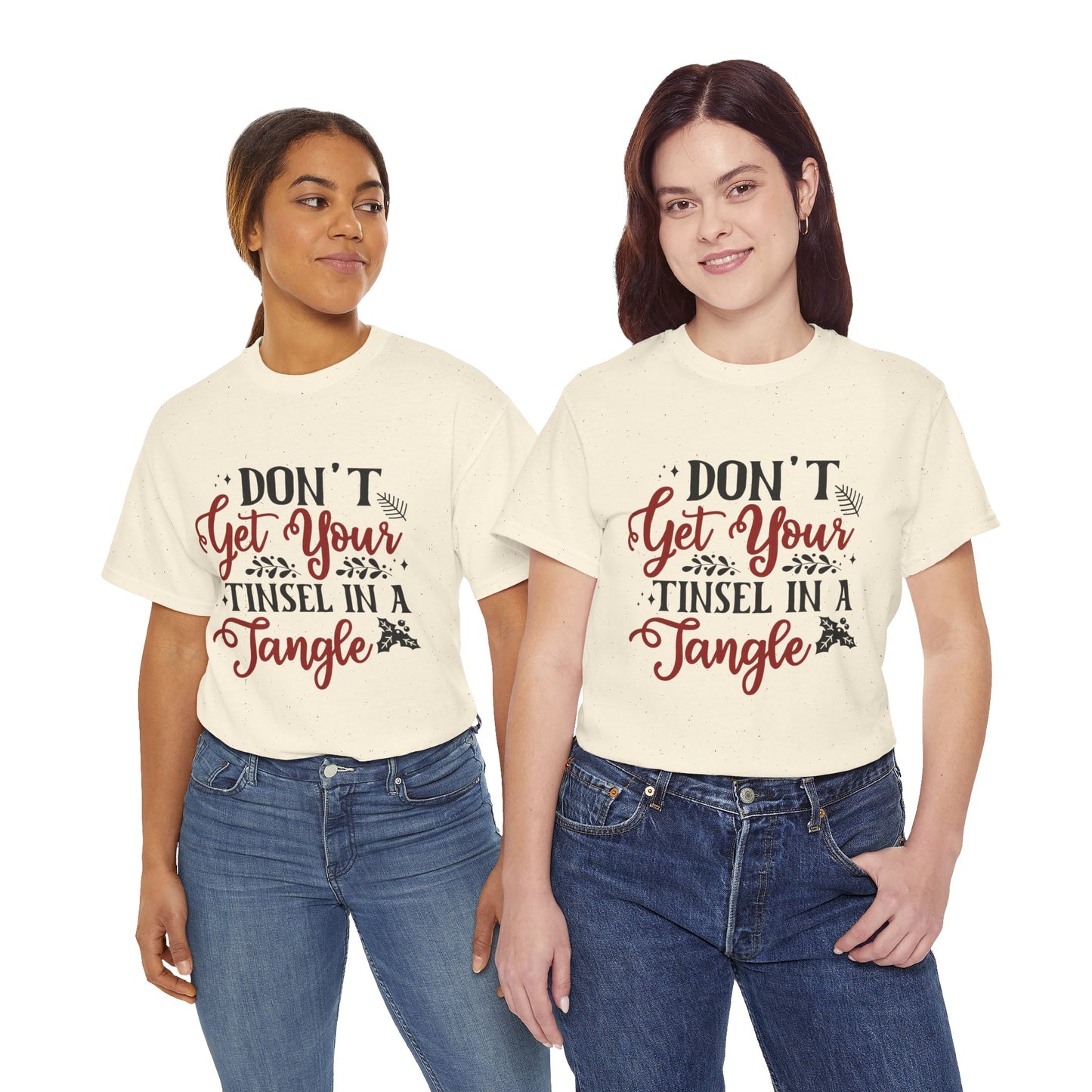 Festive Unisex Cotton Tee - "Don't Get Your Tinsel in a Tangle"