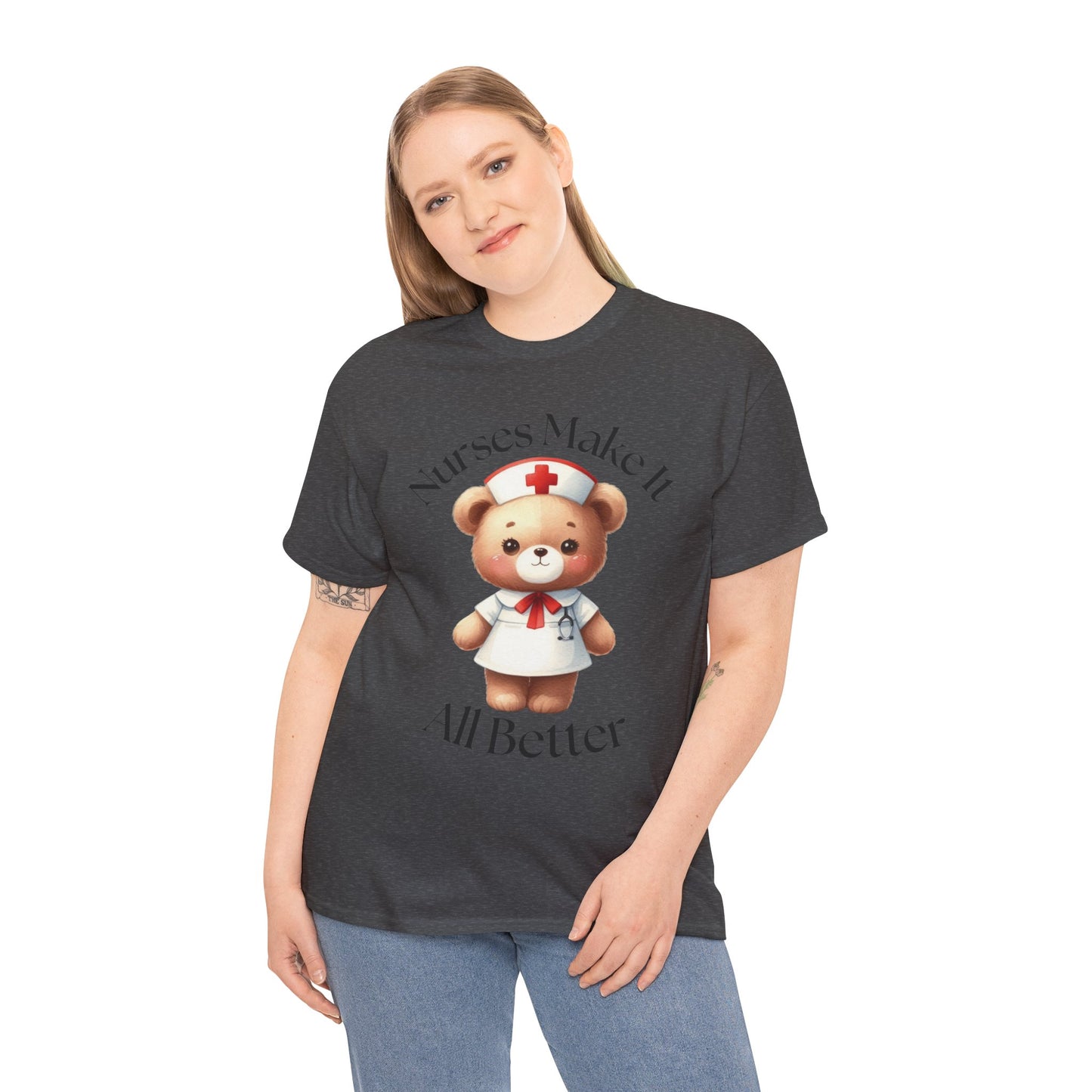 Nurse Appreciation Teddy Bear Tee - Unisex Heavy Cotton T-Shirt