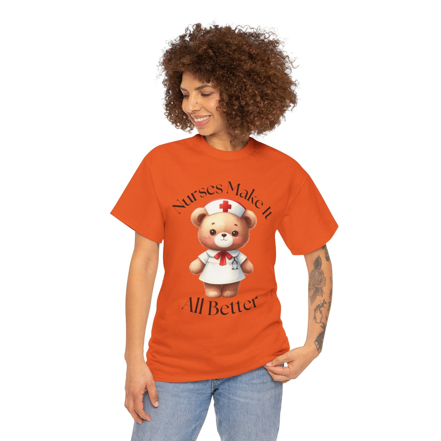 Nurse Appreciation Teddy Bear Tee - Unisex Heavy Cotton T-Shirt