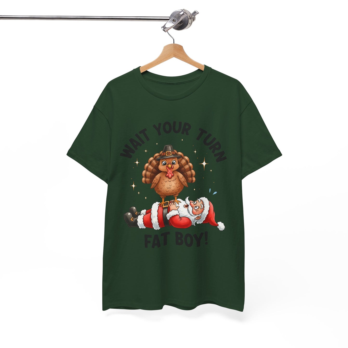 Funny Christmas T-Shirt - 'Wait Your Turn Fat Boy!' Unisex Heavy Cotton Tee