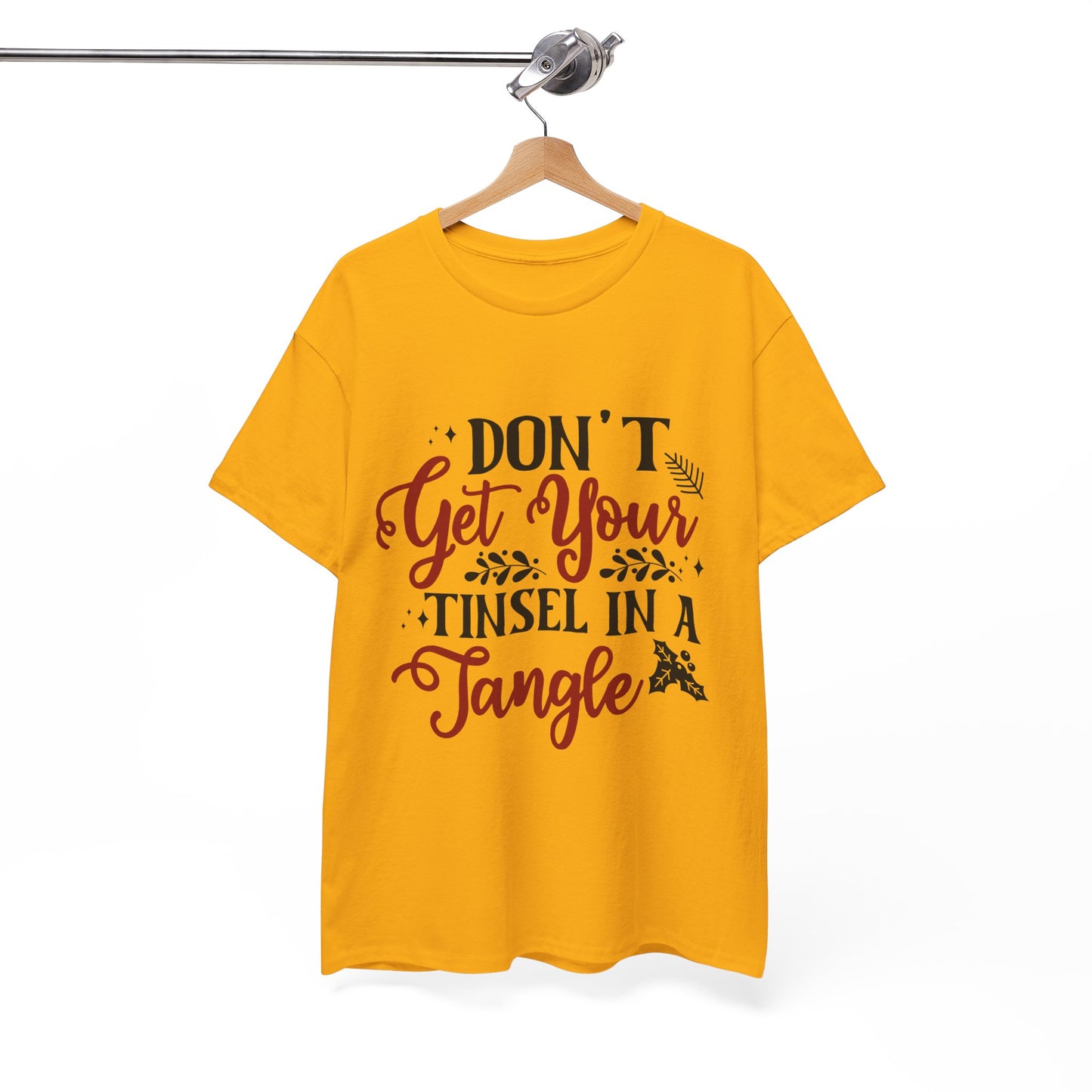 Festive Unisex Cotton Tee - "Don't Get Your Tinsel in a Tangle"