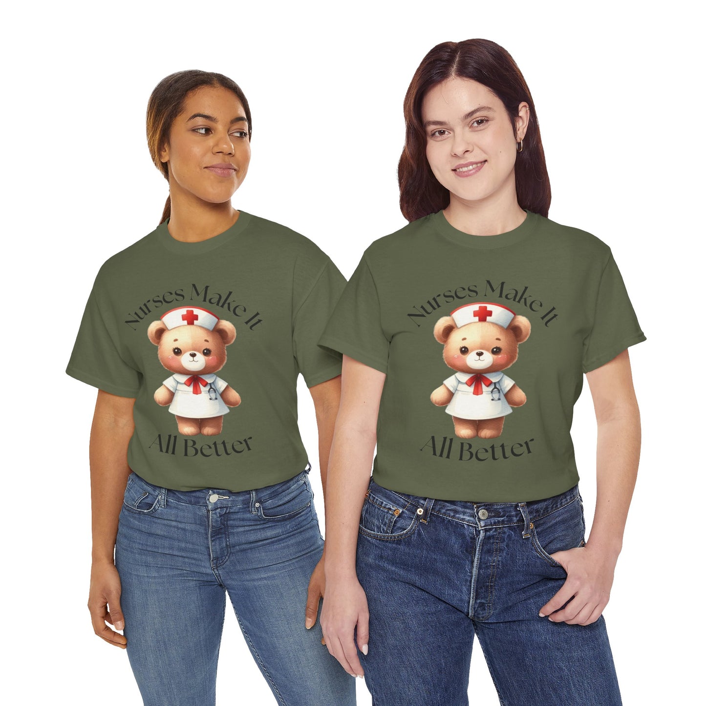 Nurse Appreciation Teddy Bear Tee - Unisex Heavy Cotton T-Shirt